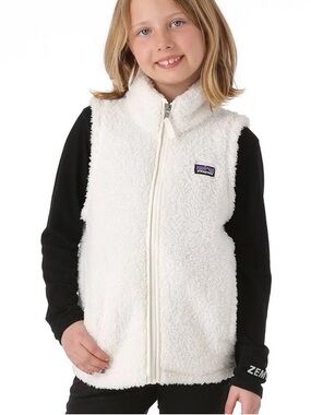 Patagonia Kids Fluffy Fleece Vest - White - Size 10 - Good Condition